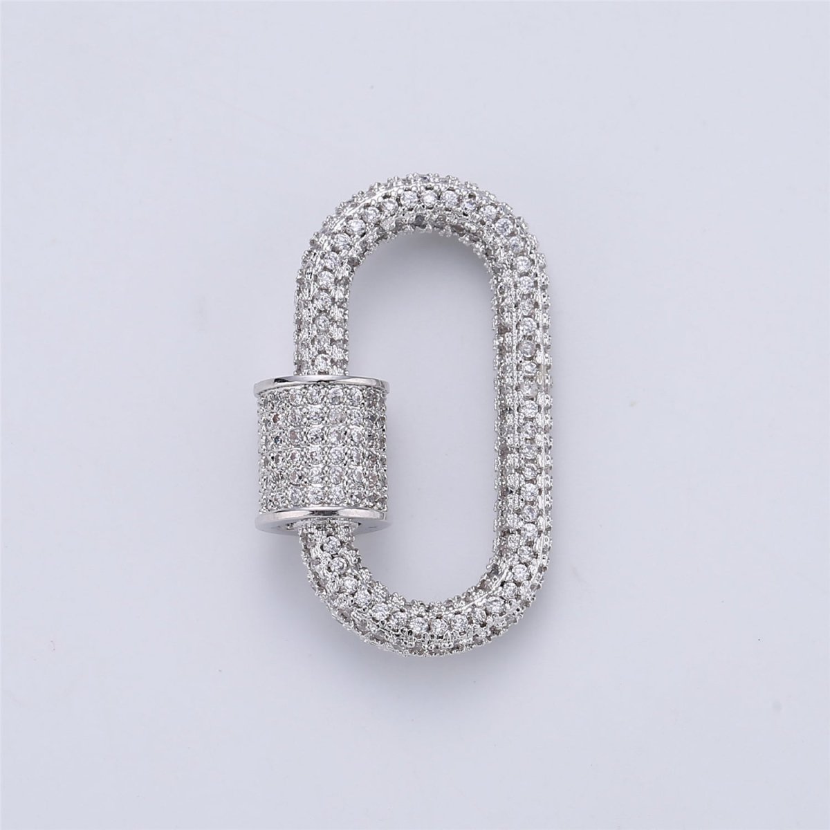 14K Gold Filled 28.5mm Clear Micro Paved CZ Carabiner Closure Jewelry Findings Supply in Gold & Silver | L-254 - DLUXCA