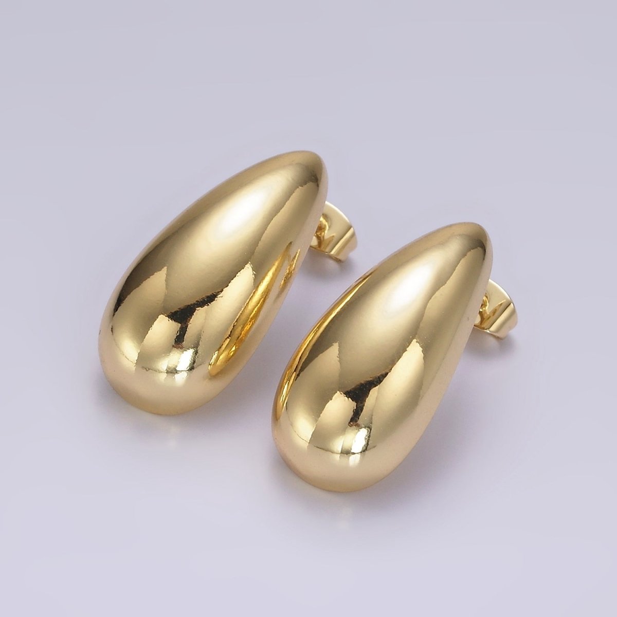 14K Gold Filled 28mm Teardrop Dome Modern Statement Stud Kylie Earrings | AE169 - DLUXCA