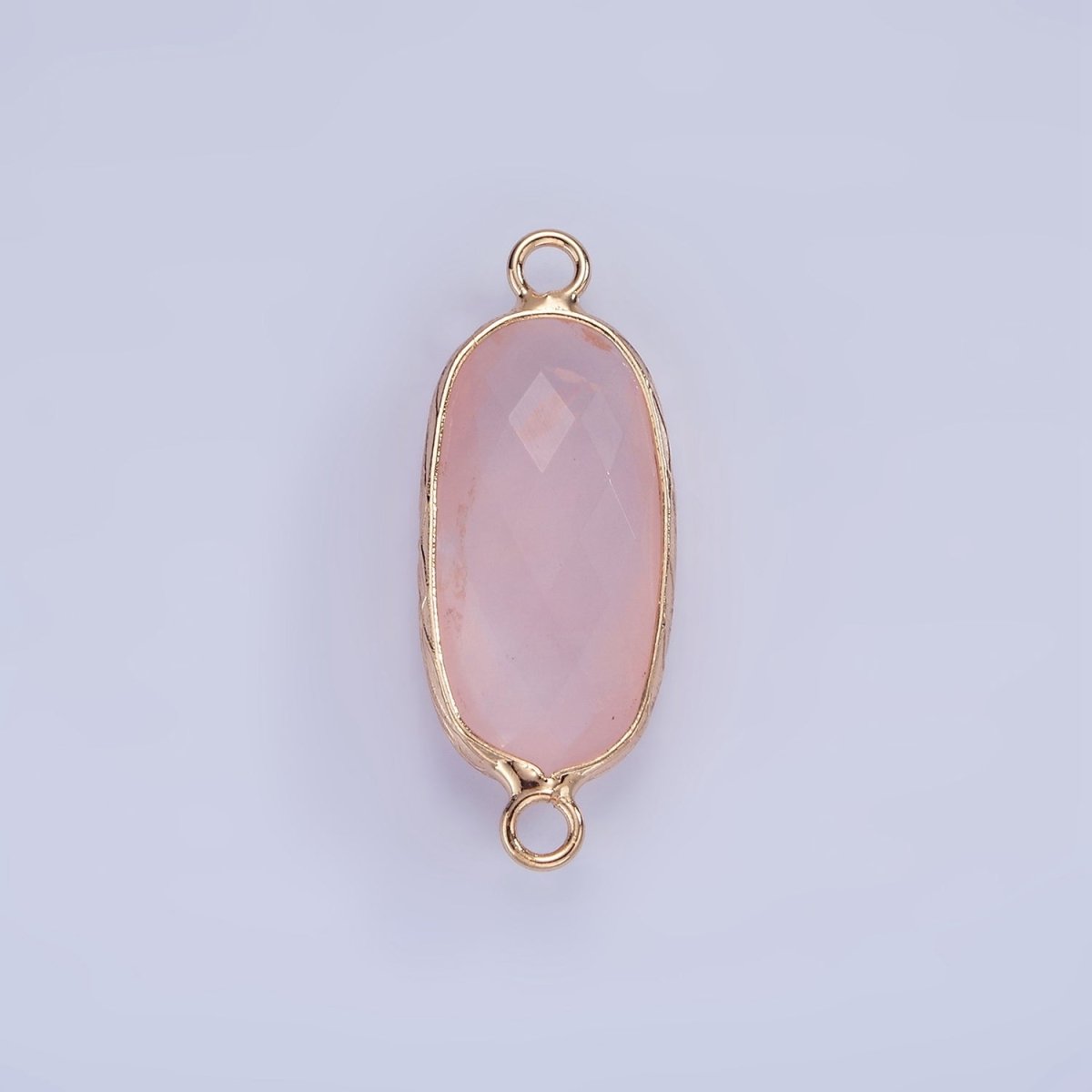 14K Gold Filled 29.2mm Natural Gemstone Oval Multifaceted Charm Connector | G014 - G022 - DLUXCA