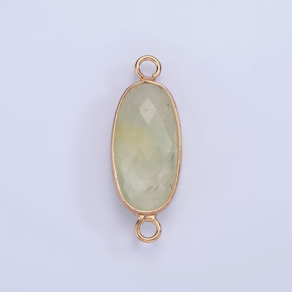 14K Gold Filled 29.2mm Natural Gemstone Oval Multifaceted Charm Connector | G014 - G022 - DLUXCA