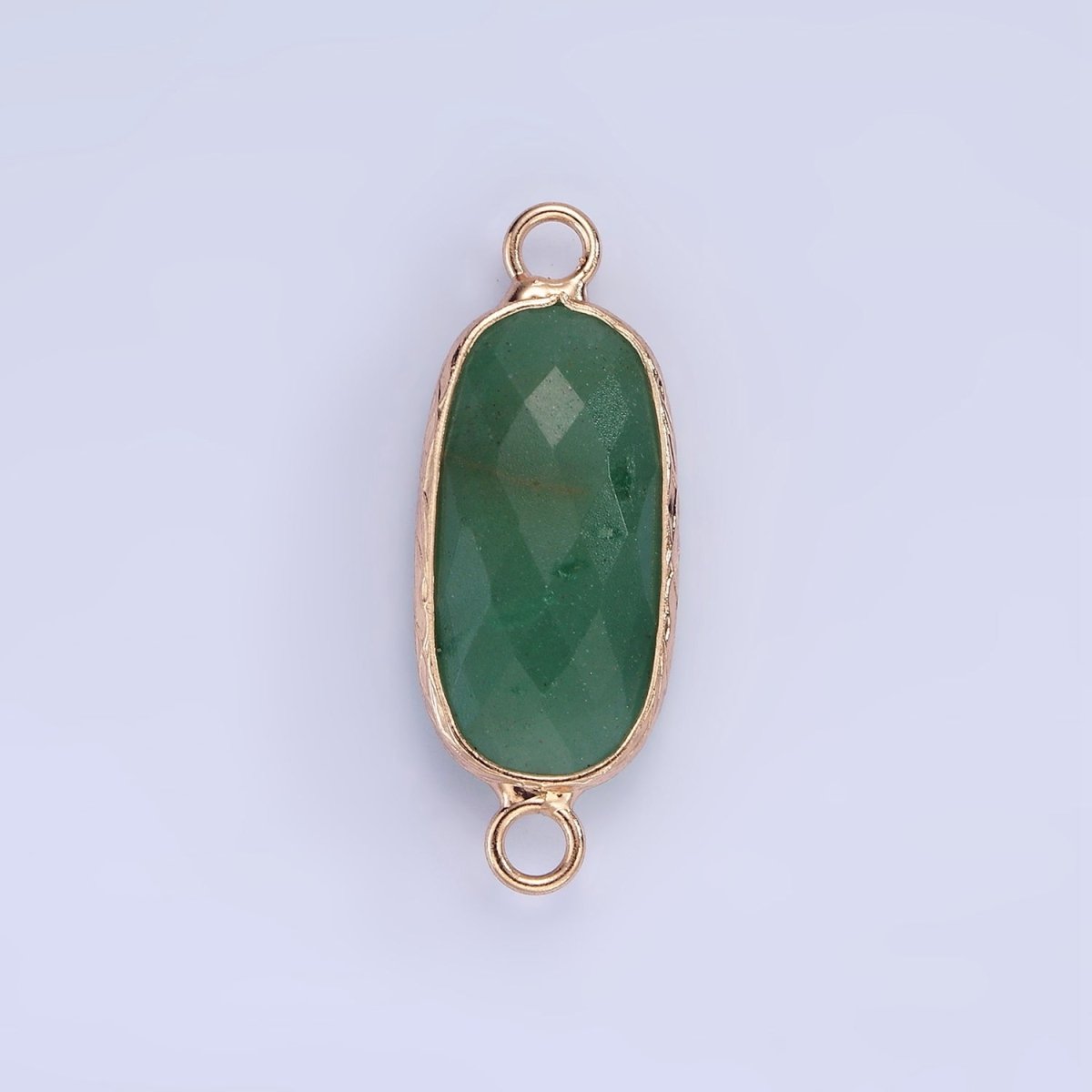 14K Gold Filled 29.2mm Natural Gemstone Oval Multifaceted Charm Connector | G014 - G022 - DLUXCA