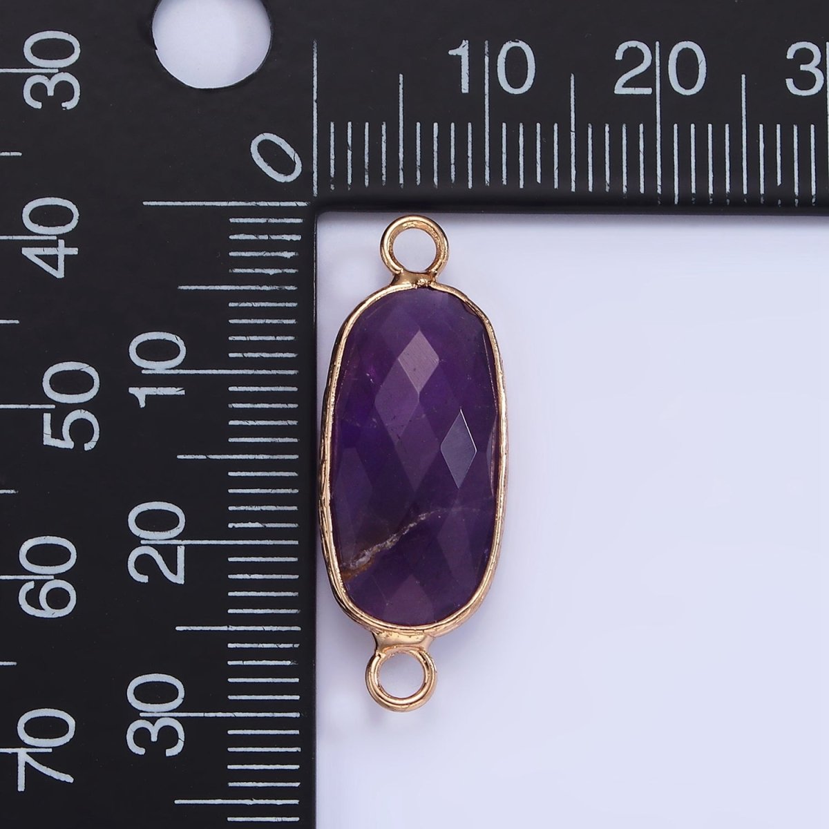 14K Gold Filled 29.2mm Natural Gemstone Oval Multifaceted Charm Connector | G014 - G022 - DLUXCA