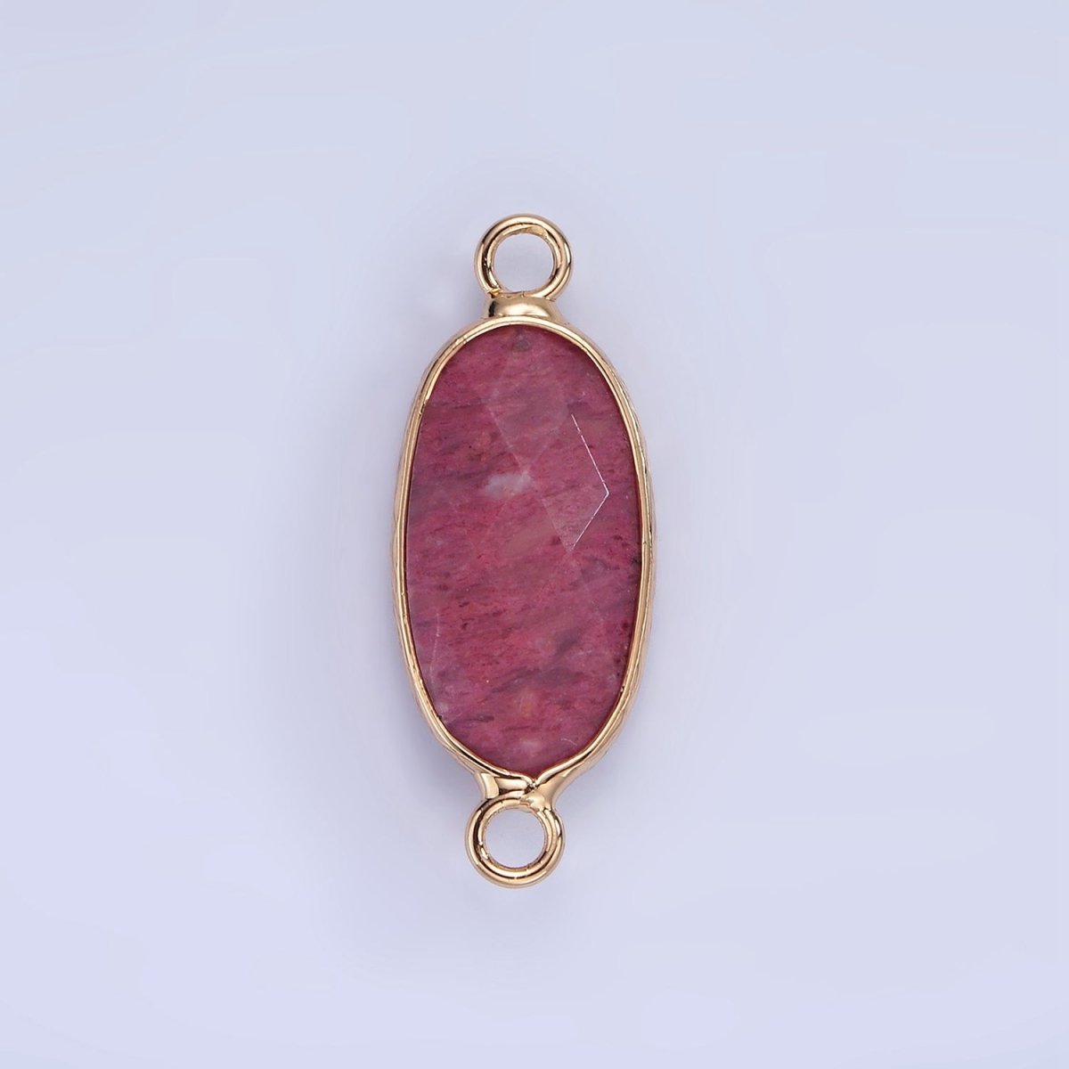 14K Gold Filled 29.2mm Natural Gemstone Oval Multifaceted Charm Connector | G014 - G022 - DLUXCA