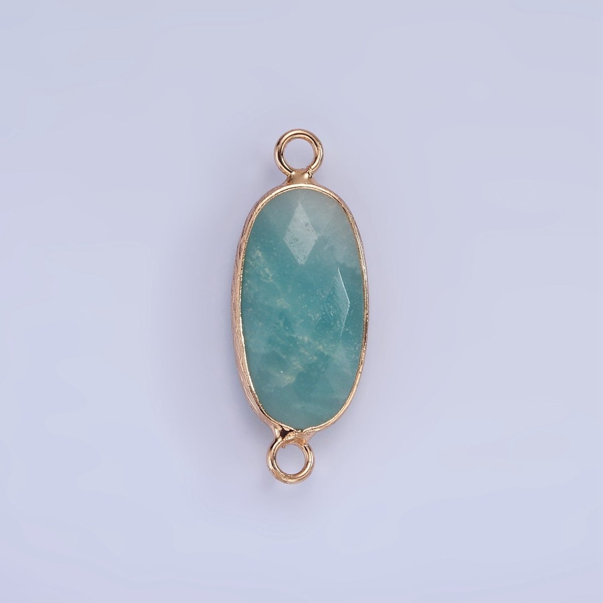 14K Gold Filled 29.2mm Natural Gemstone Oval Multifaceted Charm Connector | G014 - G022 - DLUXCA