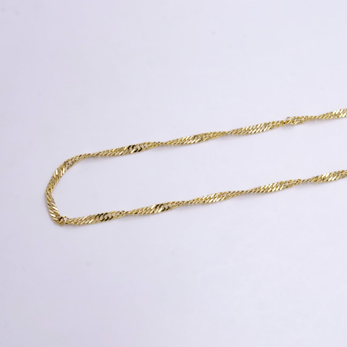 14K Gold Filled 2mm Curb Singapore 18 Inch Layering Chain Necklace | CN-791 Clearance Pricing - DLUXCA