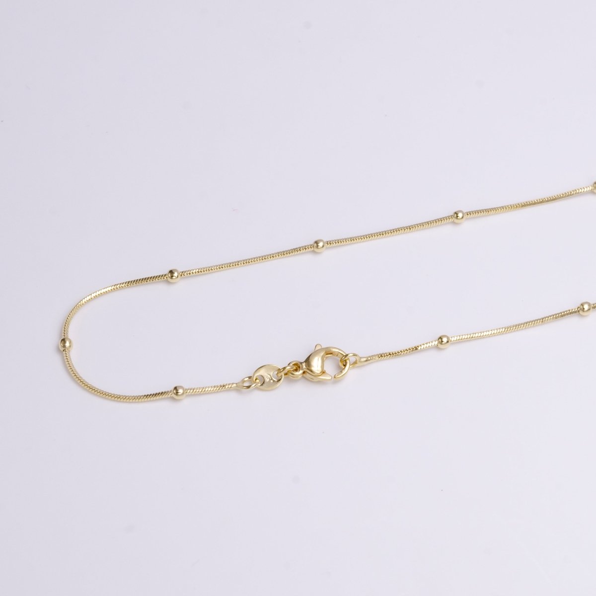 14K Gold Filled 2mm Satellite 0.7mm Dainty Omega Snake 19.5 Inch Chain Necklace | WA-1911 - DLUXCA