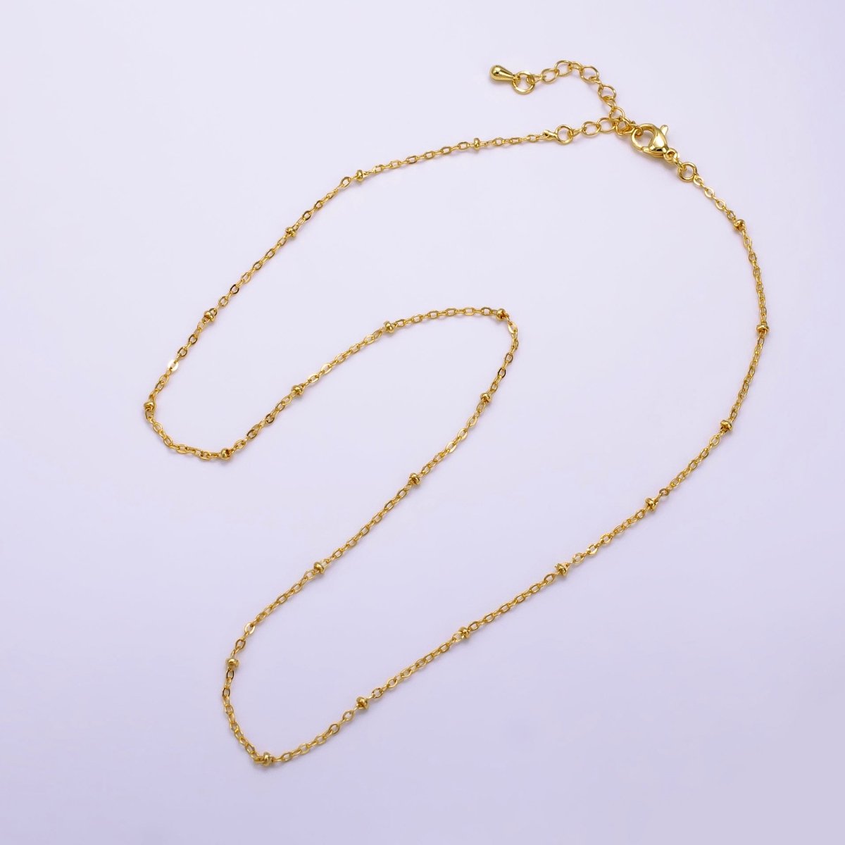 14K Gold Filled 2mm Satellite Cable Chain 18 Inch Necklace w. Extender | WA-2454 - DLUXCA