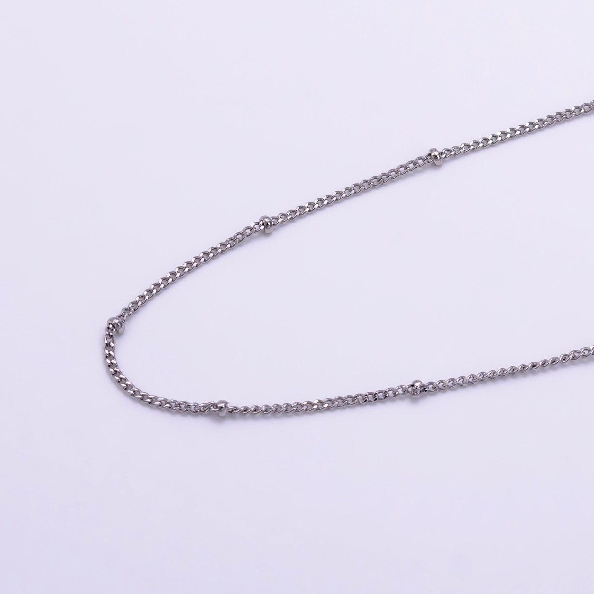 14K Gold Filled 2mm Satellite Curb Chain 16 Inch Necklace w. Extender in Gold & Silver | WA-2451 WA-2452 - DLUXCA