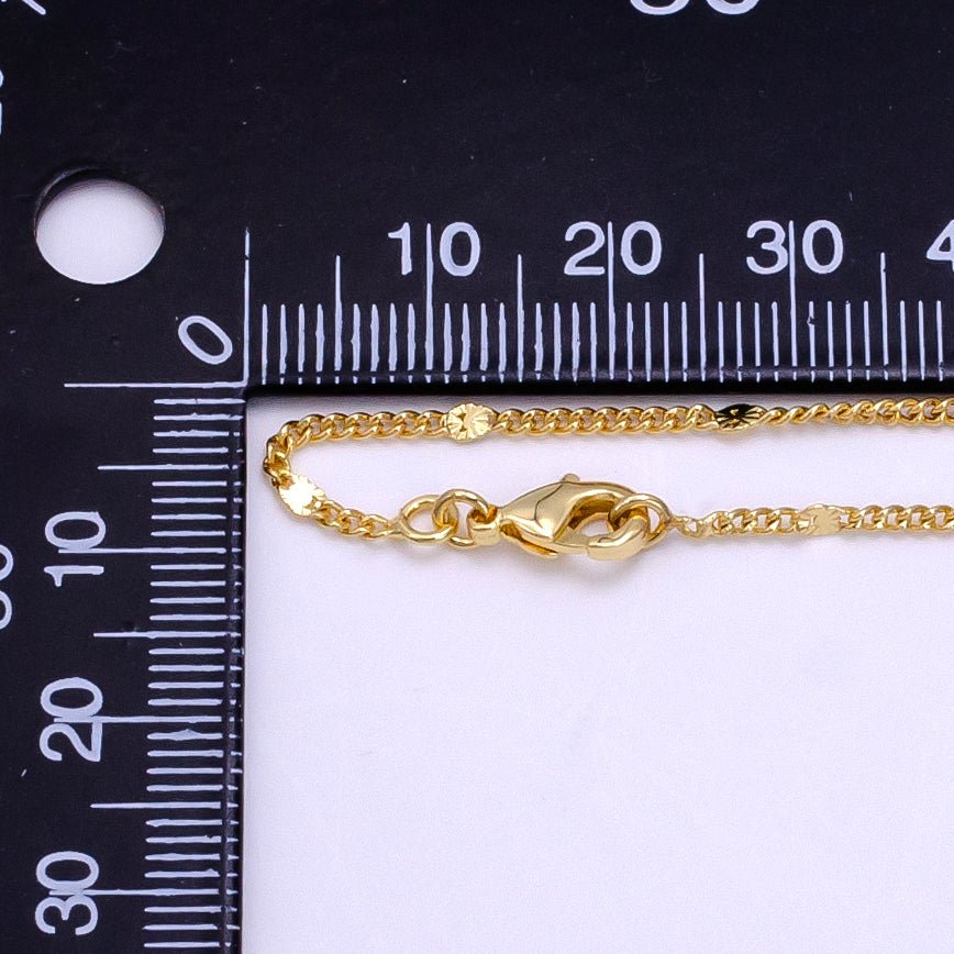 14K Gold Filled 2mm Sunburst Link Curb Chain 19.5 Inch Necklace | WA-2435 - DLUXCA