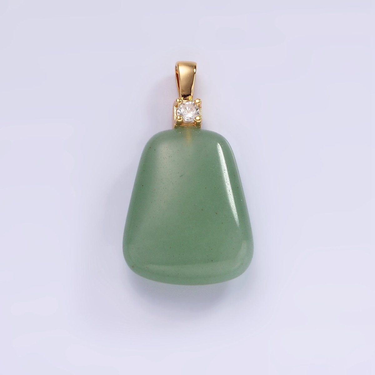 14K Gold Filled 30mm Aventurine, Clear Quartz, Amethyst, Rose Quartz CZ Bail Pendant | N2019 - N2025 - DLUXCA