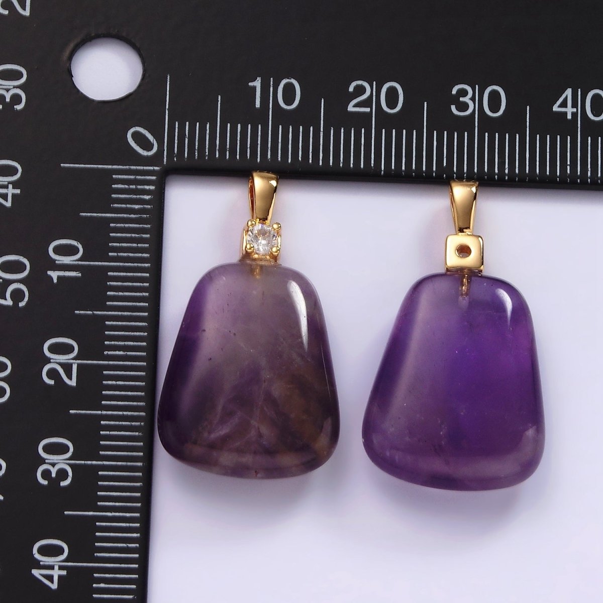 14K Gold Filled 30mm Aventurine, Clear Quartz, Amethyst, Rose Quartz CZ Bail Pendant | N2019 - N2025 - DLUXCA
