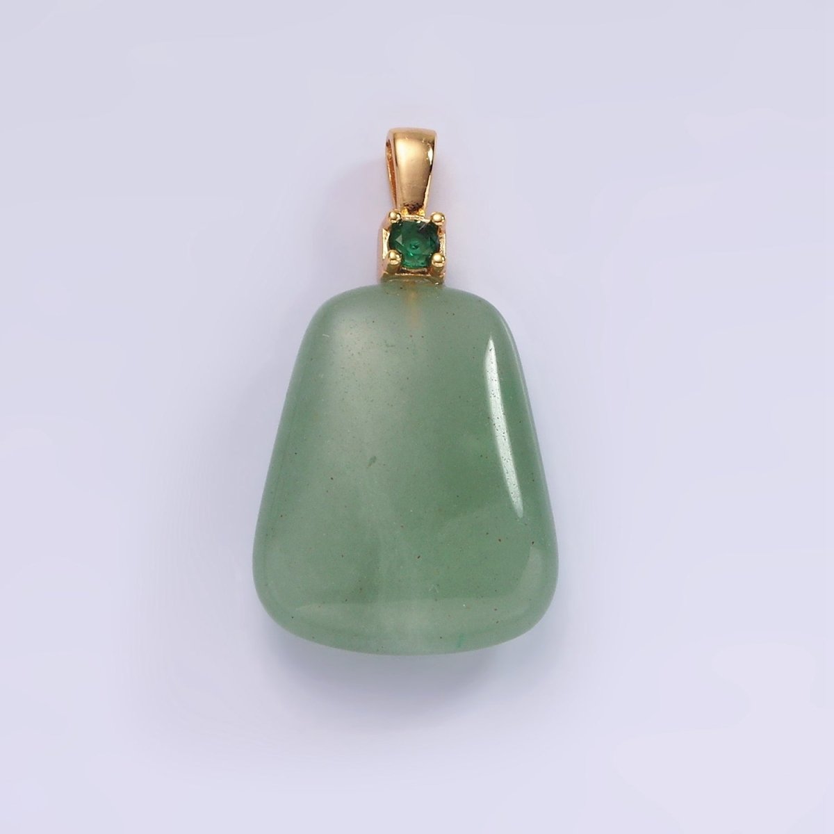 14K Gold Filled 30mm Aventurine, Clear Quartz, Amethyst, Rose Quartz CZ Bail Pendant | N2019 - N2025 - DLUXCA