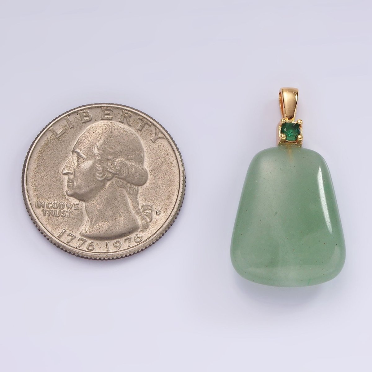 14K Gold Filled 30mm Aventurine, Clear Quartz, Amethyst, Rose Quartz CZ Bail Pendant | N2019 - N2025 - DLUXCA