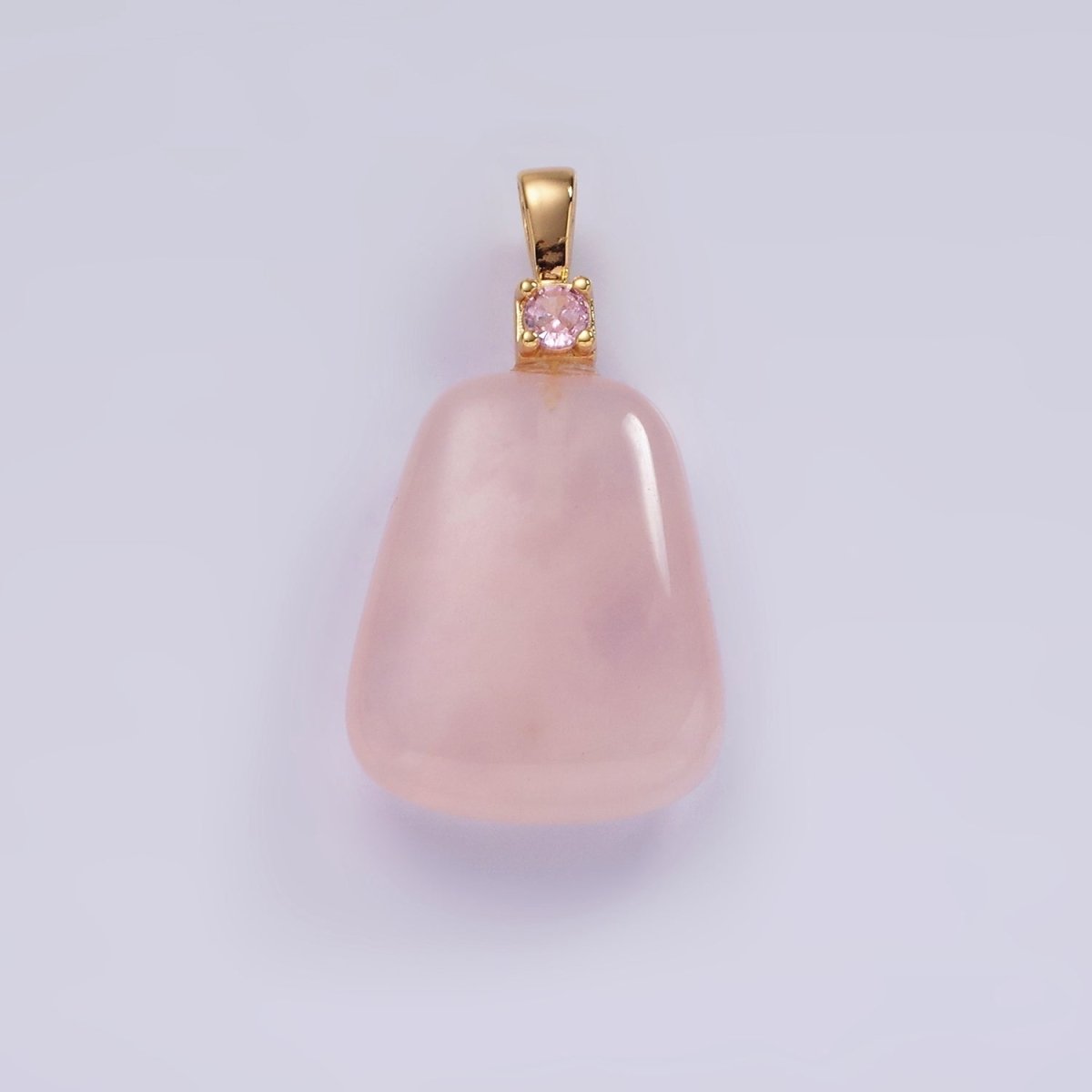14K Gold Filled 30mm Aventurine, Clear Quartz, Amethyst, Rose Quartz CZ Bail Pendant | N2019 - N2025 - DLUXCA