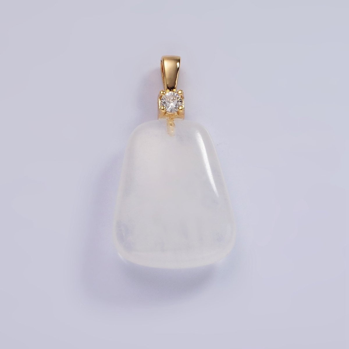 14K Gold Filled 30mm Aventurine, Clear Quartz, Amethyst, Rose Quartz CZ Bail Pendant | N2019 - N2025 - DLUXCA