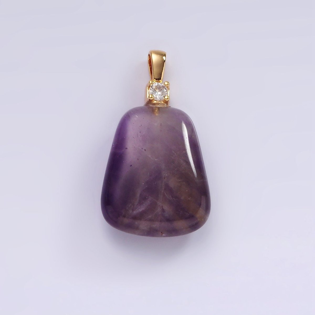 14K Gold Filled 30mm Aventurine, Clear Quartz, Amethyst, Rose Quartz CZ Bail Pendant | N2019 - N2025 - DLUXCA