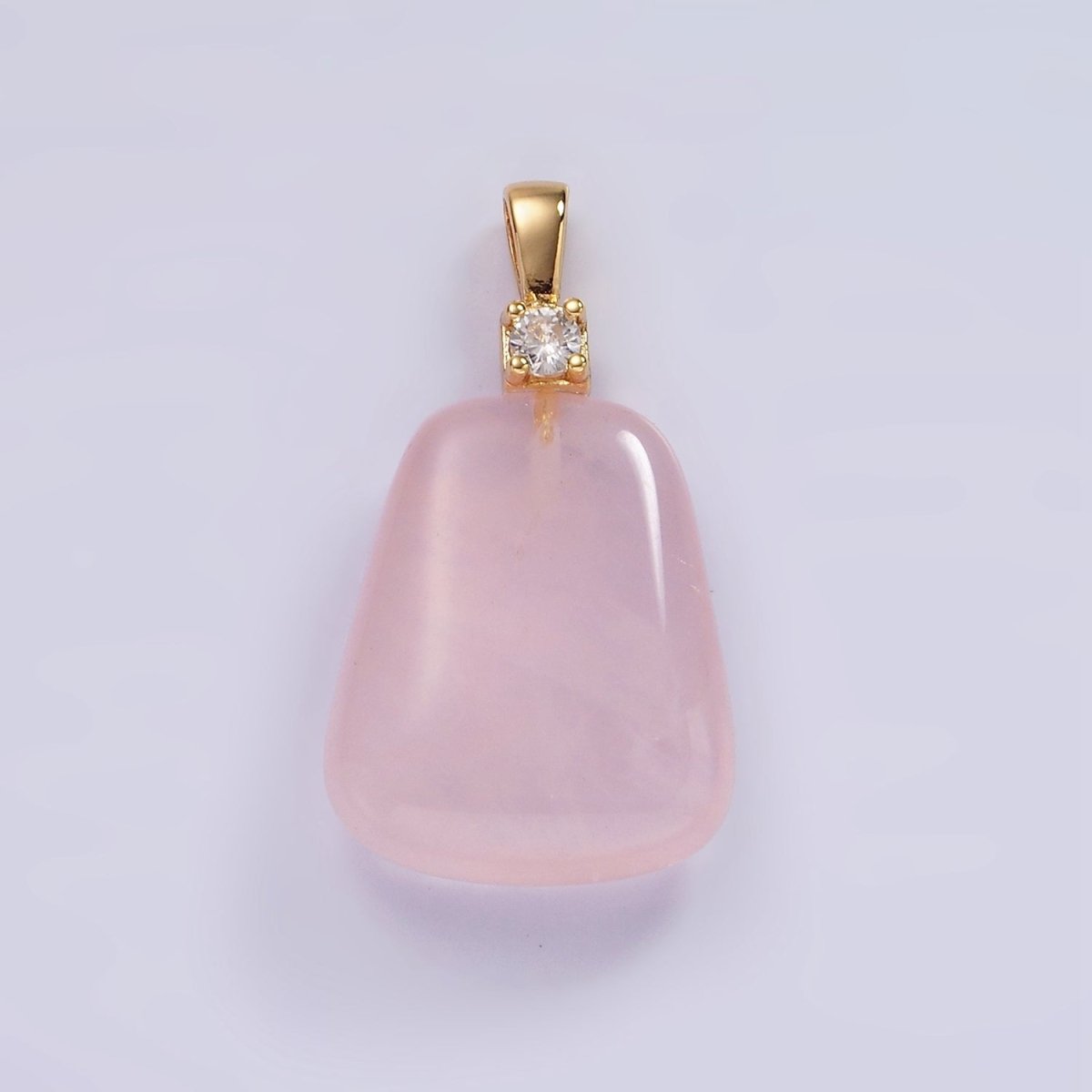 14K Gold Filled 30mm Aventurine, Clear Quartz, Amethyst, Rose Quartz CZ Bail Pendant | N2019 - N2025 - DLUXCA