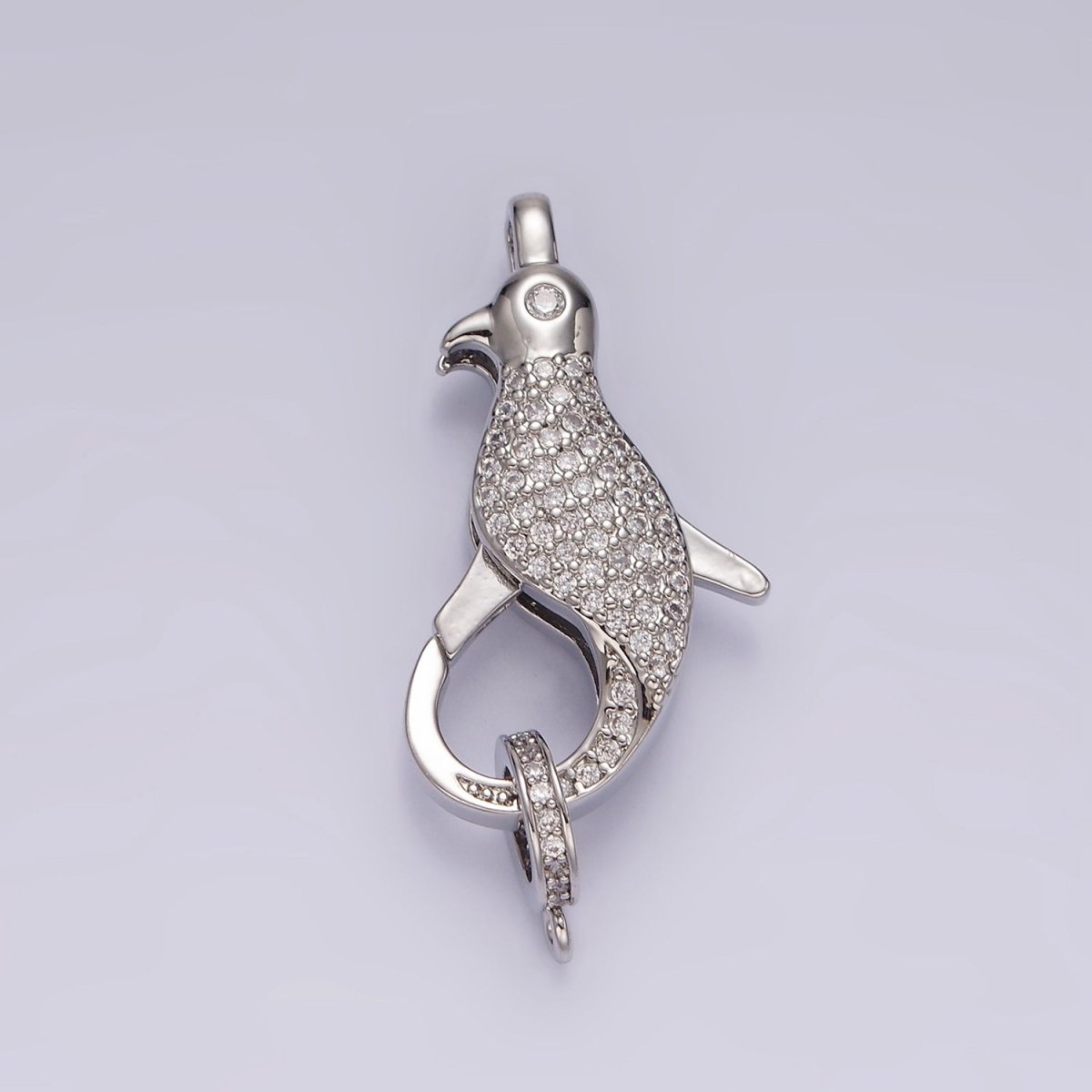14K Gold Filled 30mm Bird Animal CZ Micro Paved Lobster Claw Clasps Closure Findings in Gold & Silver | Z603 Z604 - DLUXCA