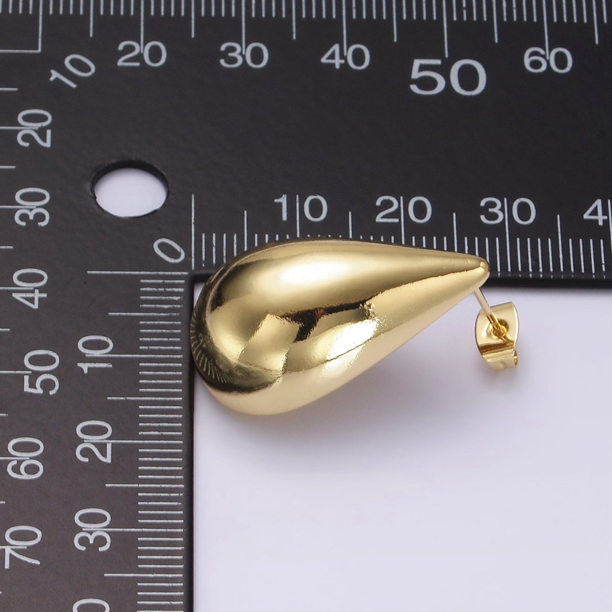 14K Gold Filled 30mm Chunky Modern Teardrop Stud Kylie Earrings in Gold & Silver | AE-194 AE-199 - DLUXCA