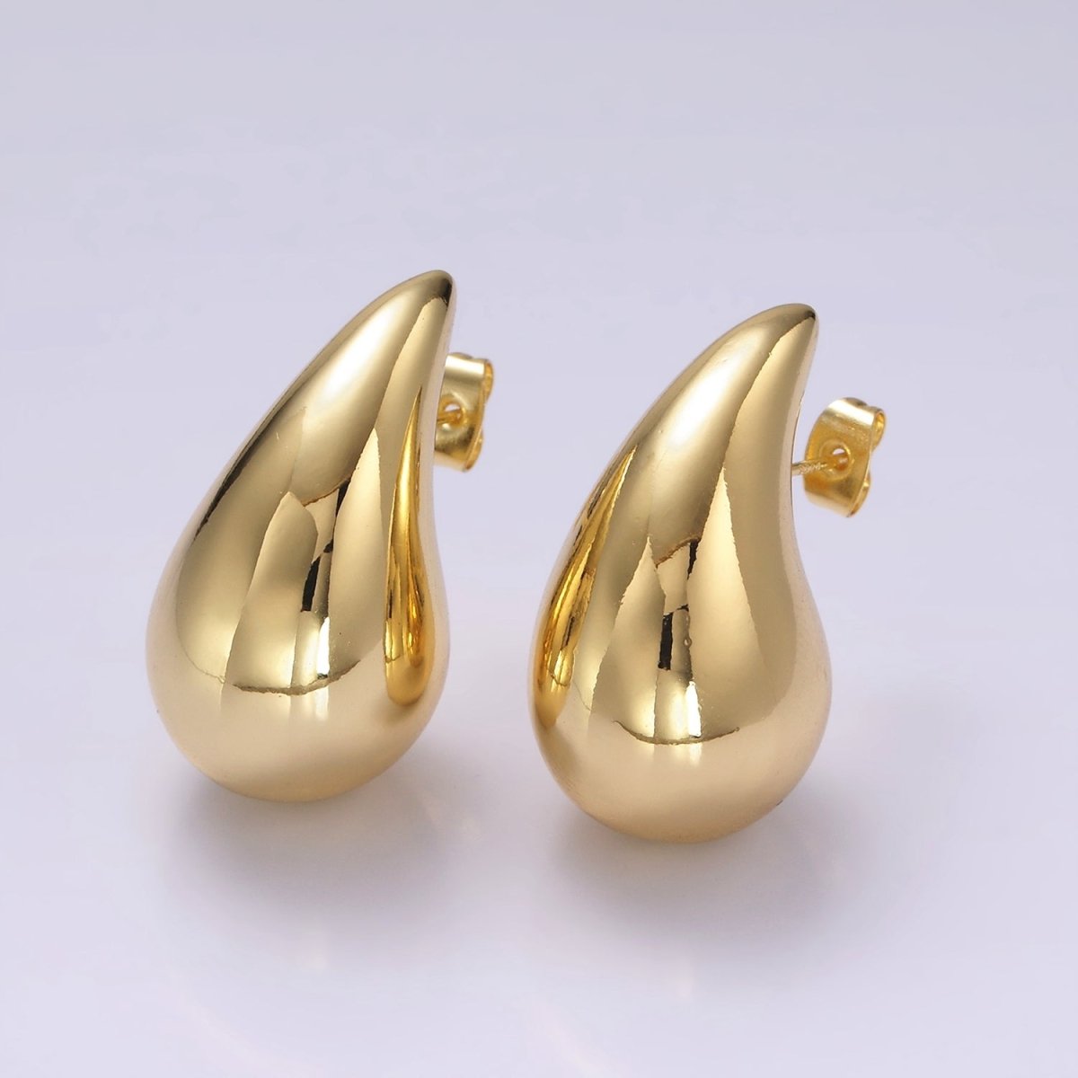 14K Gold Filled 30mm Chunky Modern Teardrop Stud Kylie Earrings in Gold & Silver | AE-194 AE-199 - DLUXCA