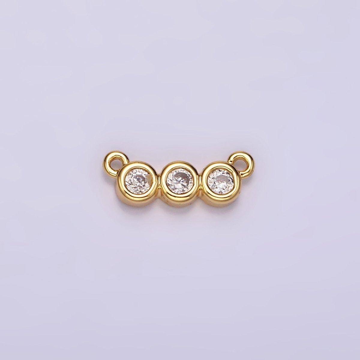 14K Gold Filled 30mm Clear Micro Paved CZ Abstract Lined Connector | G115 - DLUXCA