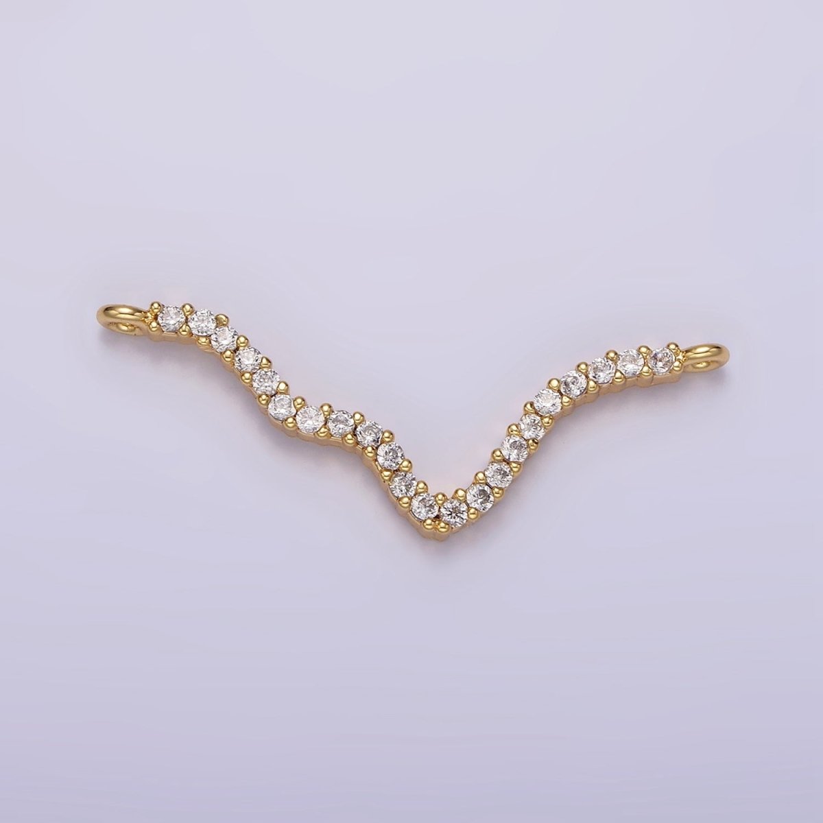14K Gold Filled 30mm Clear Micro Paved CZ Abstract Lined Connector | G115 - DLUXCA
