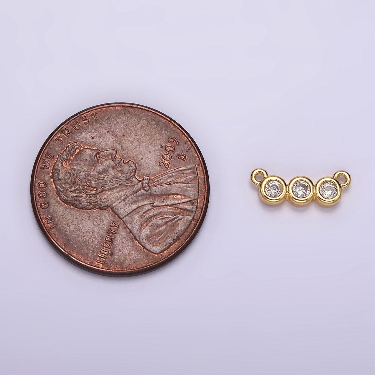 14K Gold Filled 30mm Clear Micro Paved CZ Abstract Lined Connector | G115 - DLUXCA