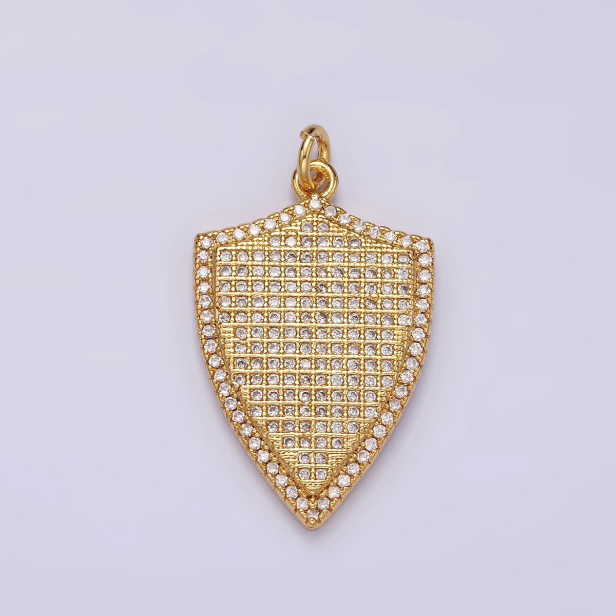 14K Gold Filled 30mm Micro Paved CZ Shield Charm in Silver, Gold, Black | N1132 - N1134 - DLUXCA
