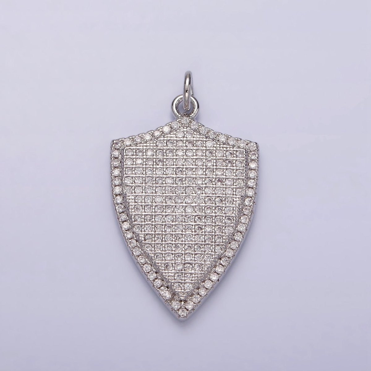 14K Gold Filled 30mm Micro Paved CZ Shield Charm in Silver, Gold, Black | N1132 - N1134 - DLUXCA