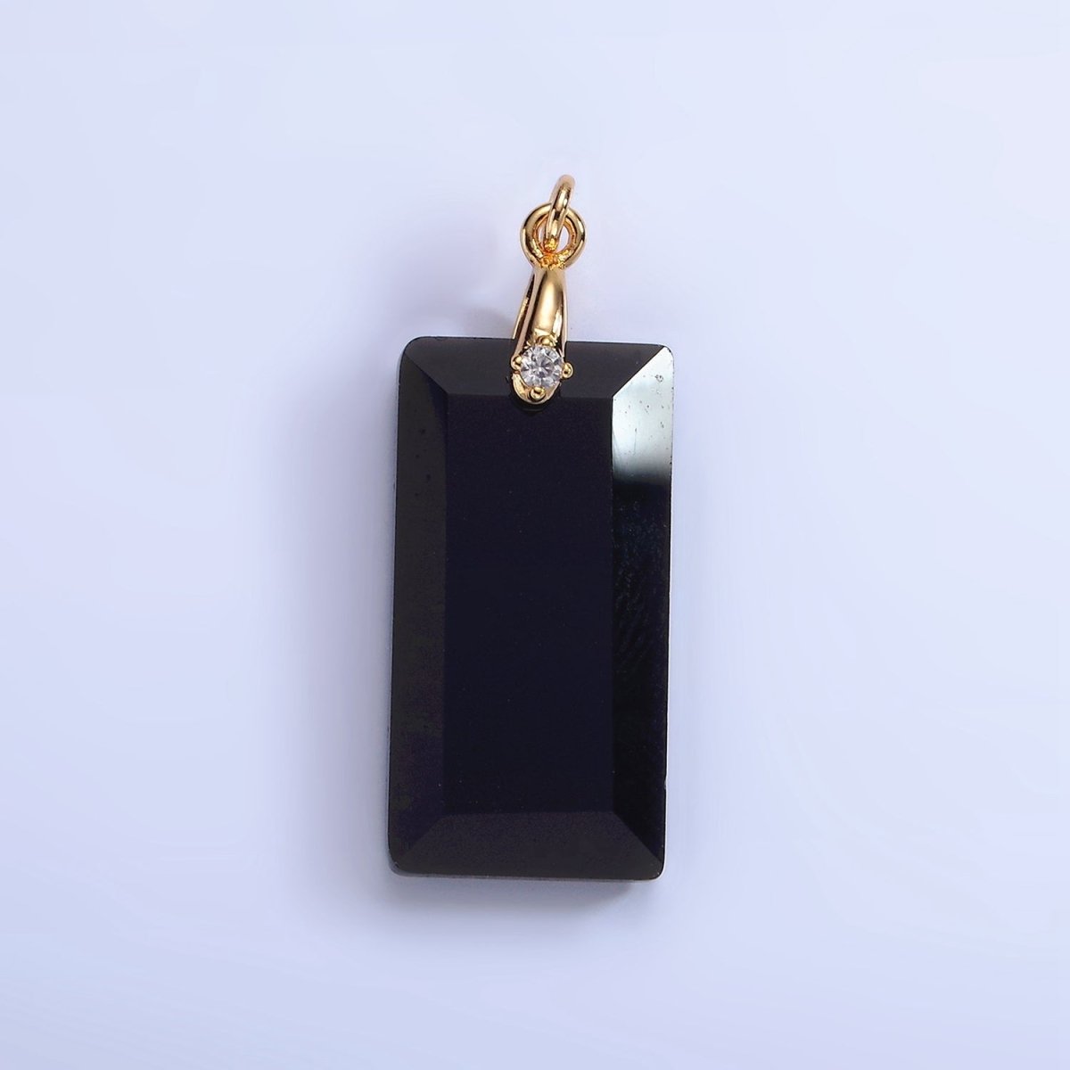 14K Gold Filled 30mm Natural Gemstone Rectangular Bar CZ Bail Pendant | AG288 - AG293 - DLUXCA