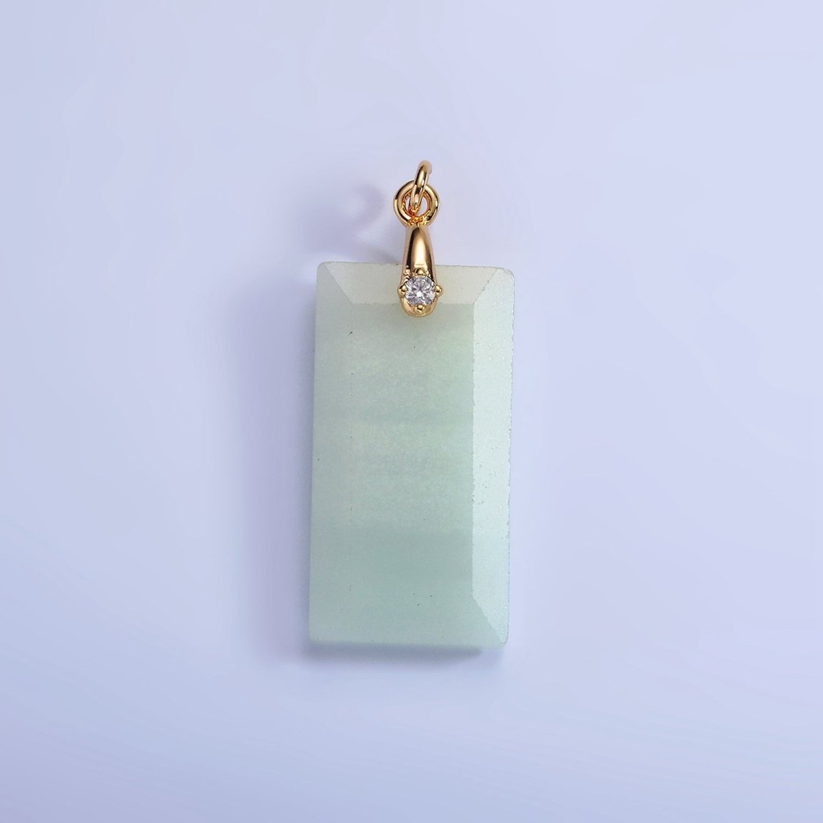 14K Gold Filled 30mm Natural Gemstone Rectangular Bar CZ Bail Pendant | AG288 - AG293 - DLUXCA
