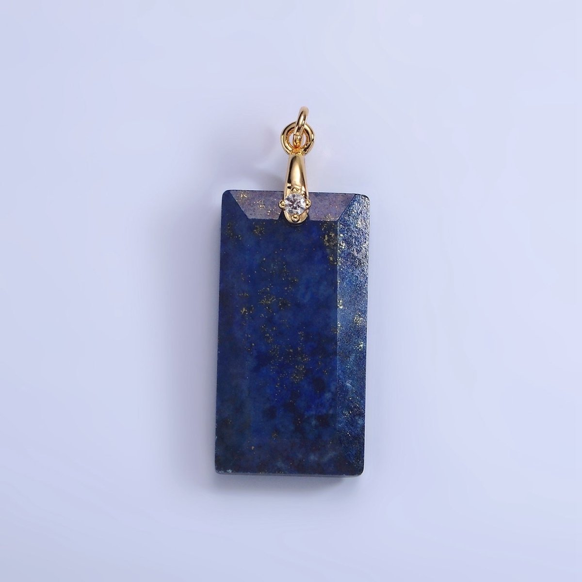 14K Gold Filled 30mm Natural Gemstone Rectangular Bar CZ Bail Pendant | AG288 - AG293 - DLUXCA