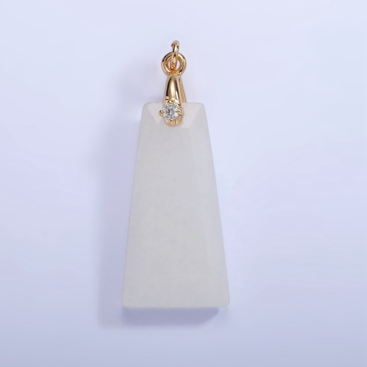 14K Gold Filled 30mm Natural Gemstone Triangle CZ Bail Pendant | AG324 - AG332 - DLUXCA