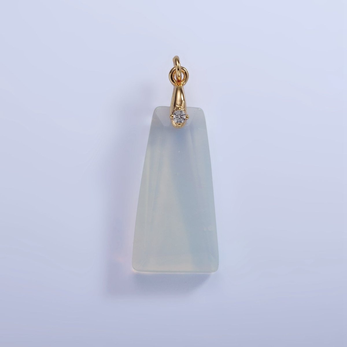 14K Gold Filled 30mm Natural Gemstone Triangle CZ Bail Pendant | AG324 - AG332 - DLUXCA