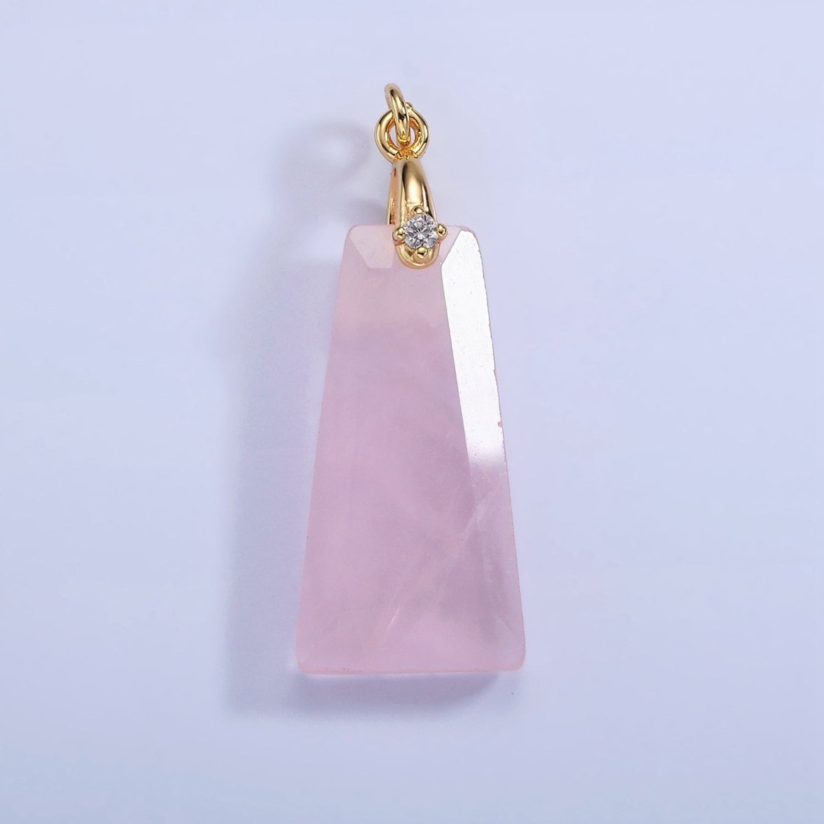 14K Gold Filled 30mm Natural Gemstone Triangle CZ Bail Pendant | AG324 - AG332 - DLUXCA