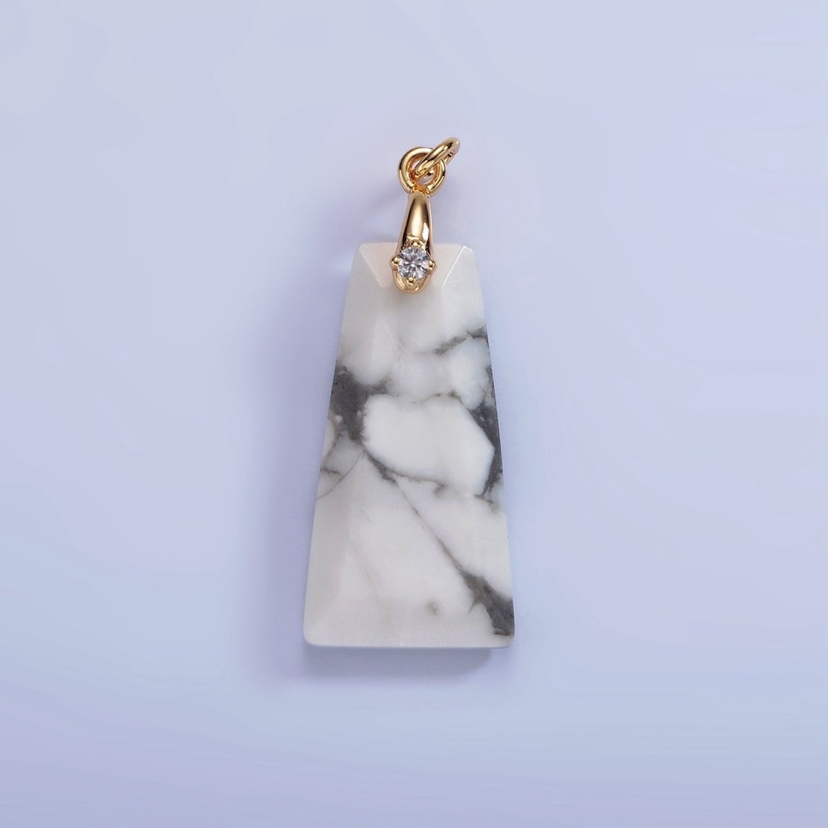 14K Gold Filled 30mm Natural Gemstone Triangle CZ Bail Pendant | AG324 - AG332 - DLUXCA