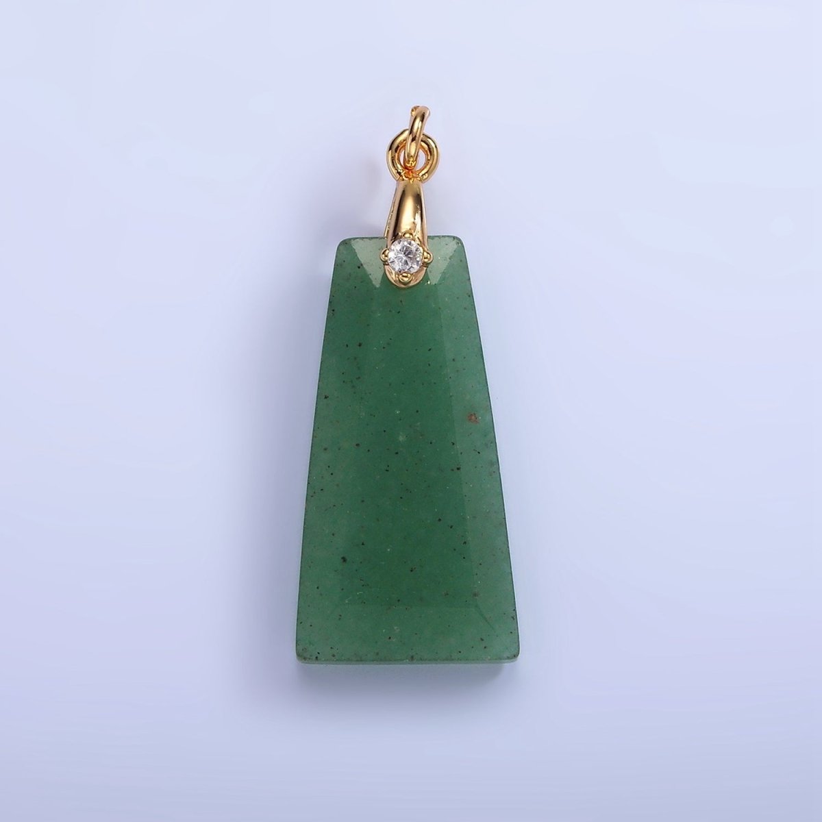 14K Gold Filled 30mm Natural Gemstone Triangle CZ Bail Pendant | AG324 - AG332 - DLUXCA