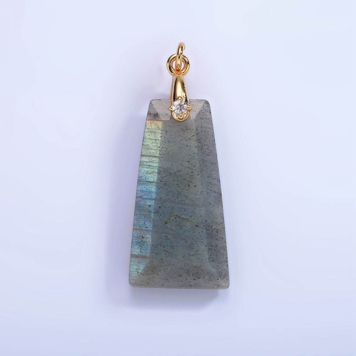 14K Gold Filled 30mm Natural Gemstone Triangle CZ Bail Pendant | AG324 - AG332 - DLUXCA