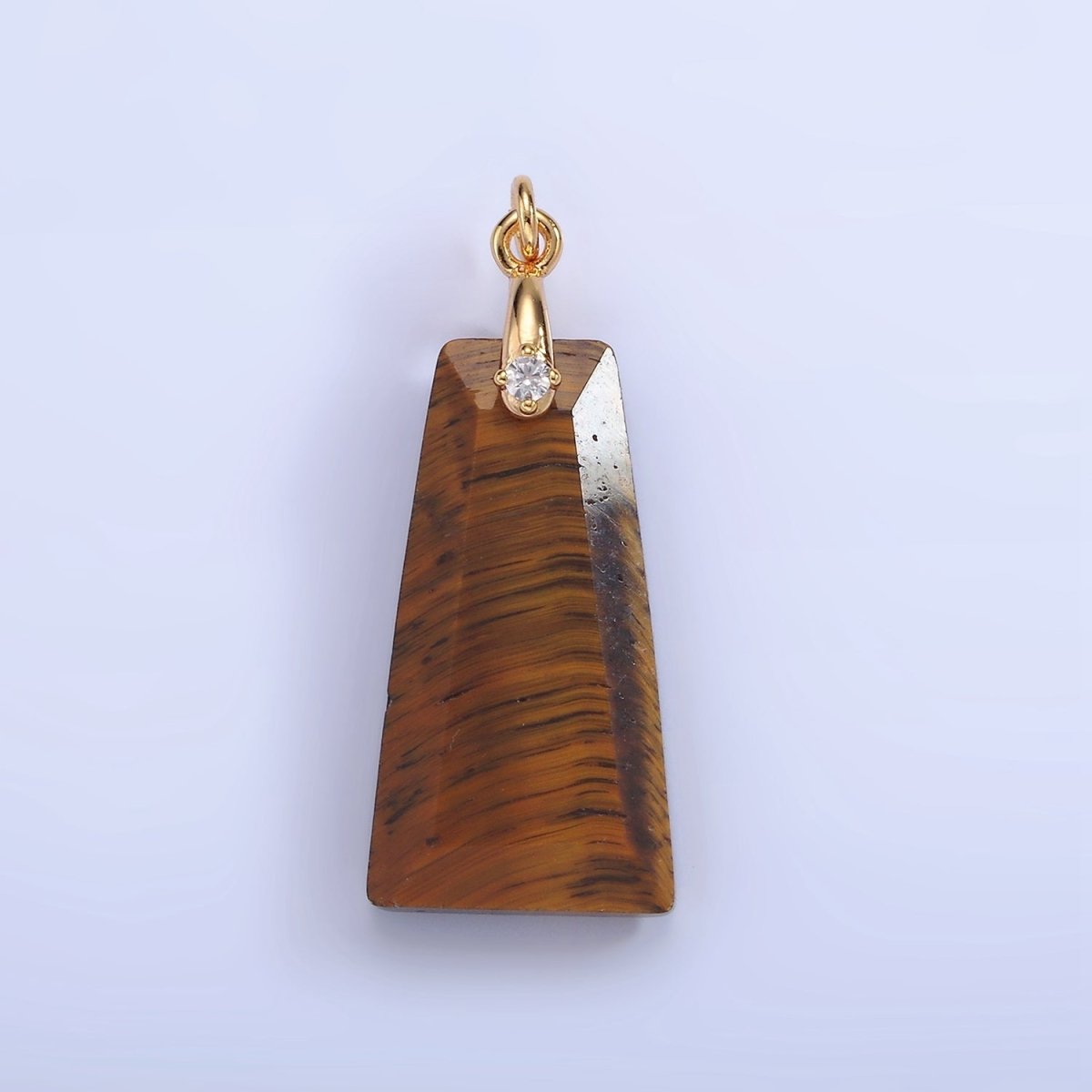 14K Gold Filled 30mm Natural Gemstone Triangle CZ Bail Pendant | AG324 - AG332 - DLUXCA