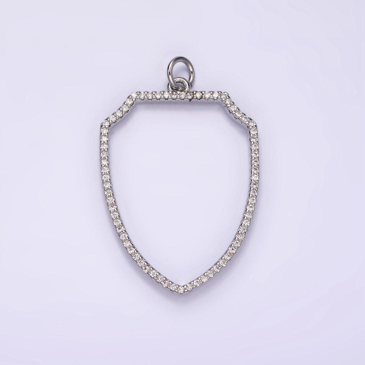 14K Gold Filled 30mm Open Micro Paved CZ Shield Crest Charm in Silver, Gold, Black | AG387 - AG389 - DLUXCA