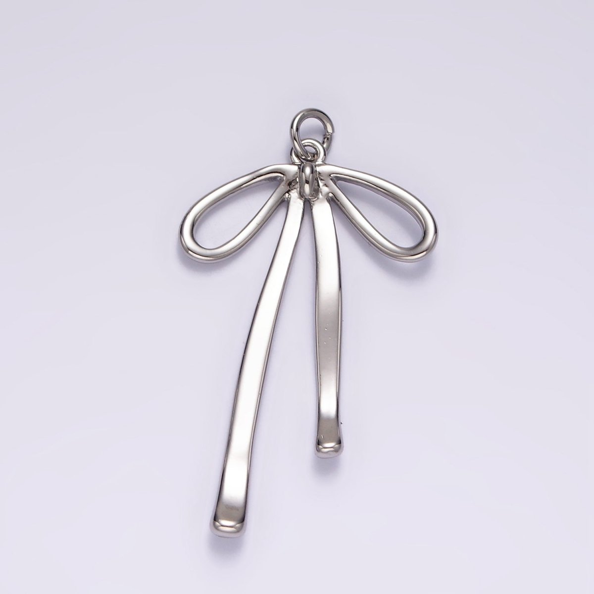 14K Gold Filled 30mm Ribbon Bow Minimalist Charm in Gold & Silver | AG494 - DLUXCA
