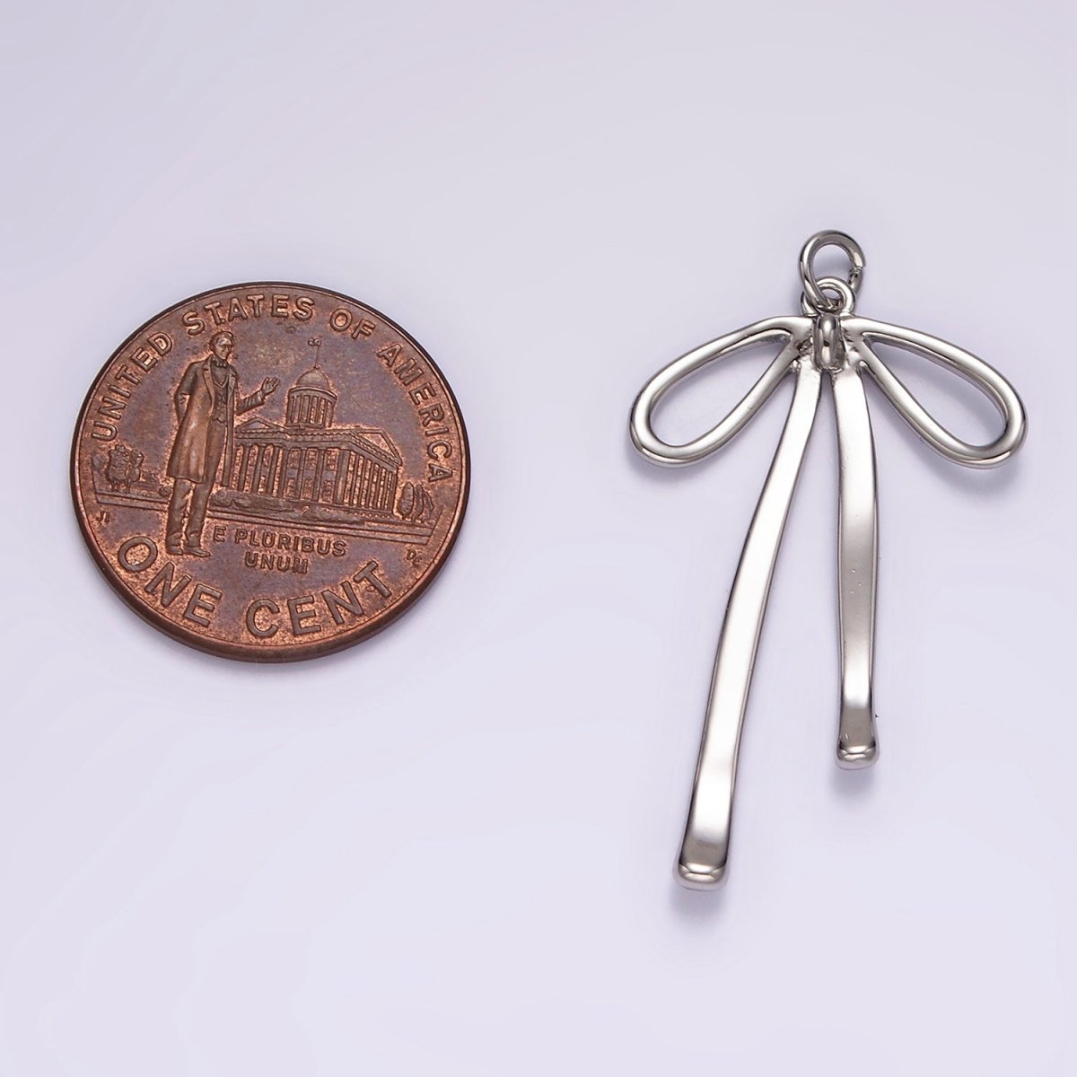 14K Gold Filled 30mm Ribbon Bow Minimalist Charm in Gold & Silver | AG494 - DLUXCA