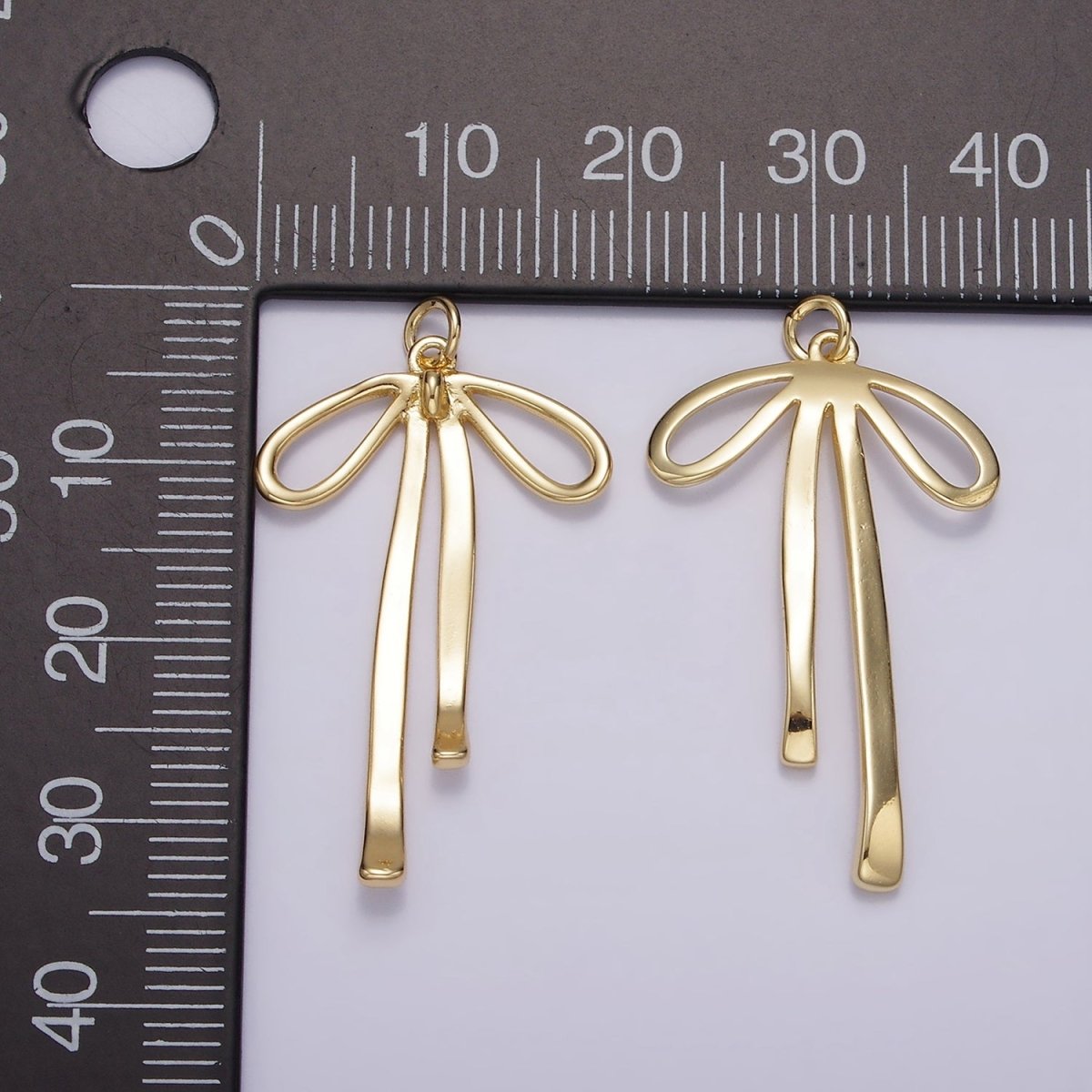 14K Gold Filled 30mm Ribbon Bow Minimalist Charm in Gold & Silver | AG494 - DLUXCA