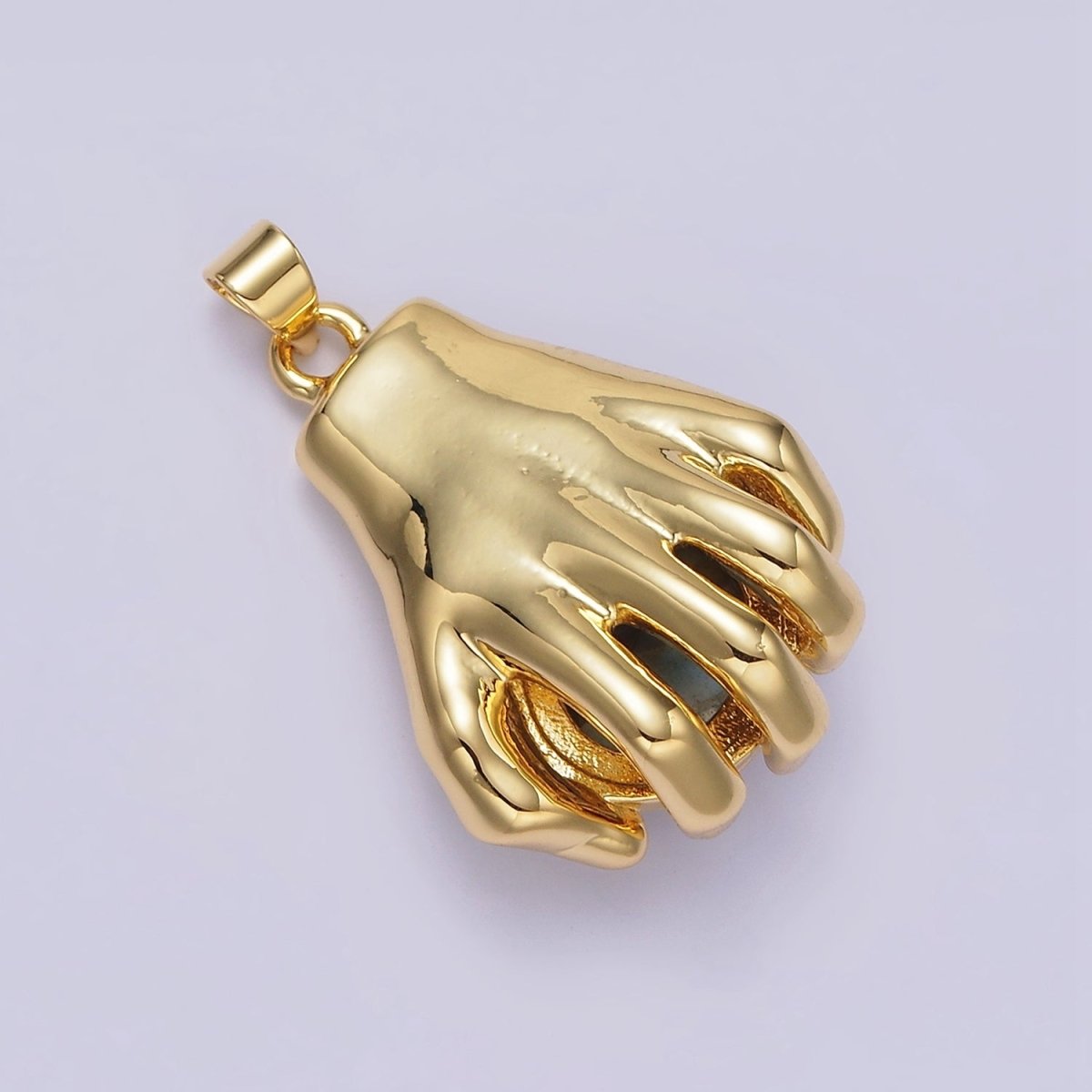 14K Gold Filled 34mm Hand-Held Labradorite Cabochon Pendant | AA682 - DLUXCA