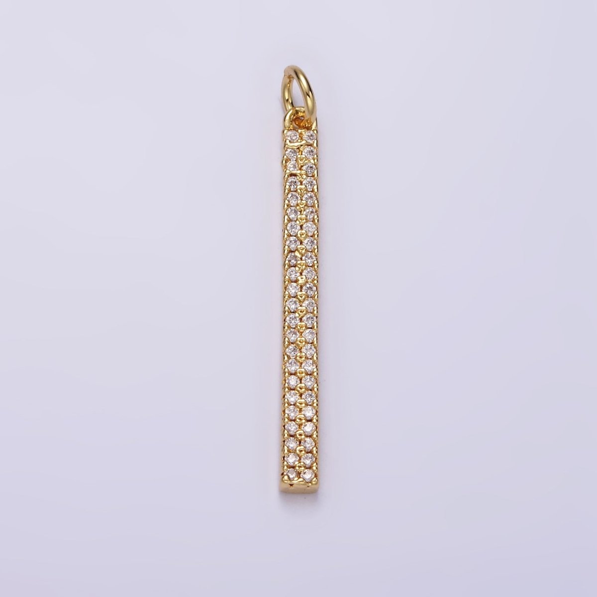 14K Gold Filled 35mm Micro Paved CZ Long Bar Charm in Gold, Silver & Black | N1120 - N1125 - DLUXCA