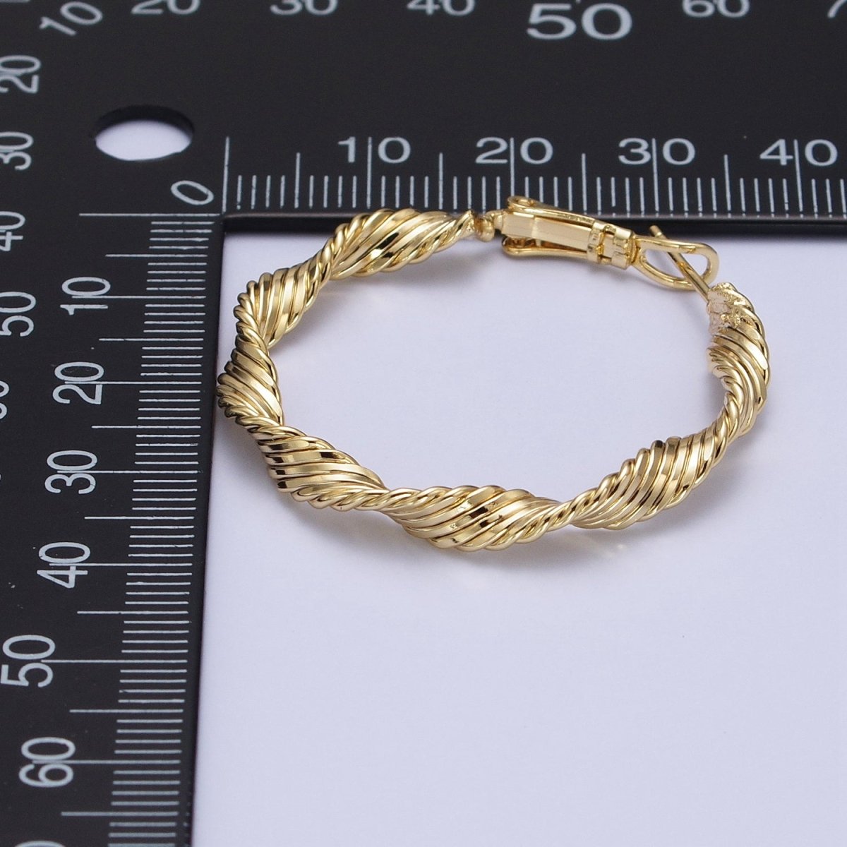 14K Gold Filled 36mm Twisted Singapore Hinge Hoop Earrings | AE046 - DLUXCA