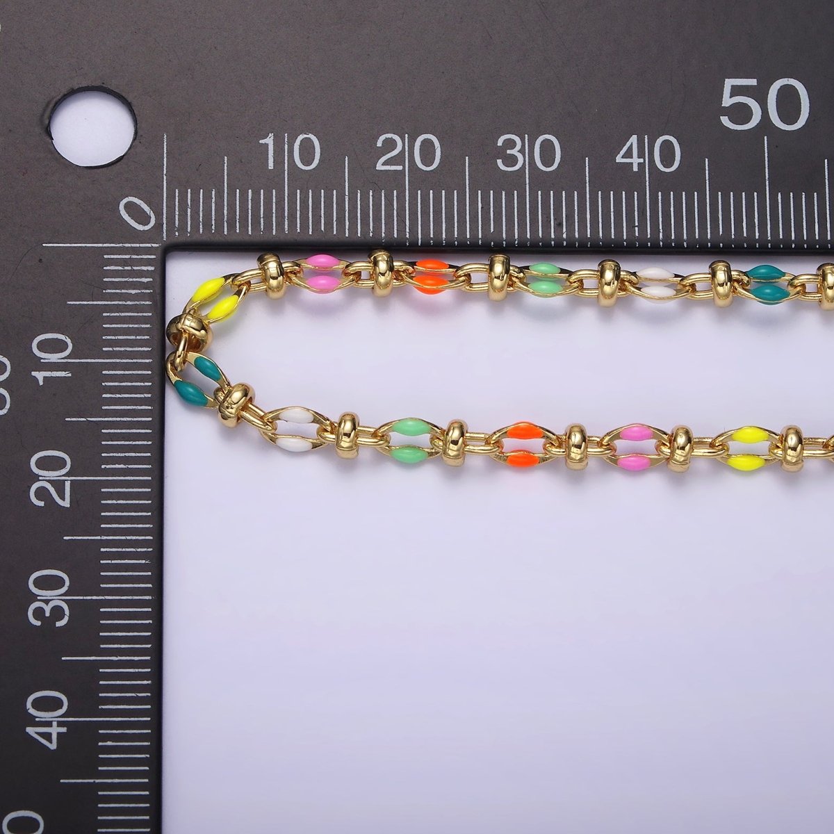 14K Gold Filled 3.8mm Multicolor Rainbow Enamel Crimp Double Link Unfinished Chain For Jewelry Making | ROLL-1394 1395 1396 1397 1398 1399 1400 1401 1402 1403 Clearance Pricing - DLUXCA