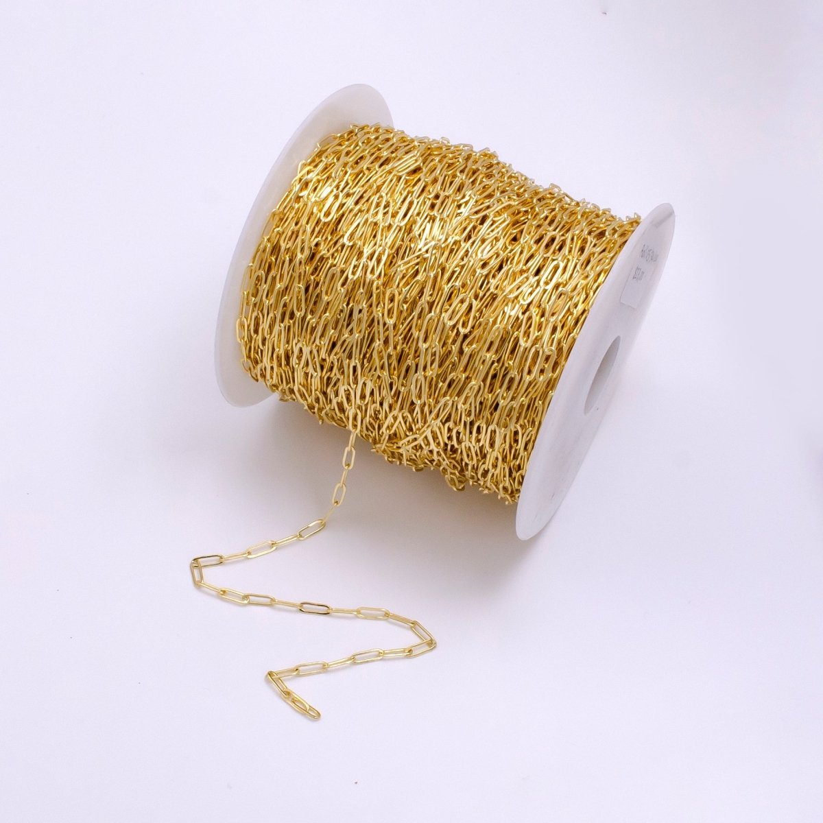 14K Gold Filled 3mm Minimalist Paperclip Unfinished Chain For Jewelry Making | ROLL-1454 - DLUXCA