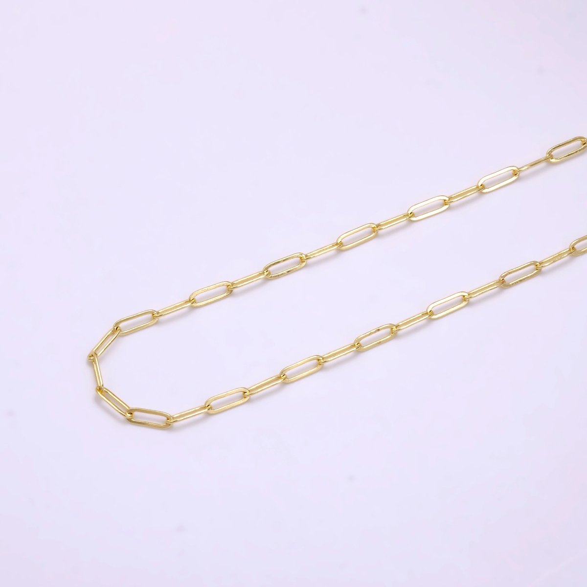 14K Gold Filled 3mm Minimalist Paperclip Unfinished Chain For Jewelry Making | ROLL-1454 - DLUXCA