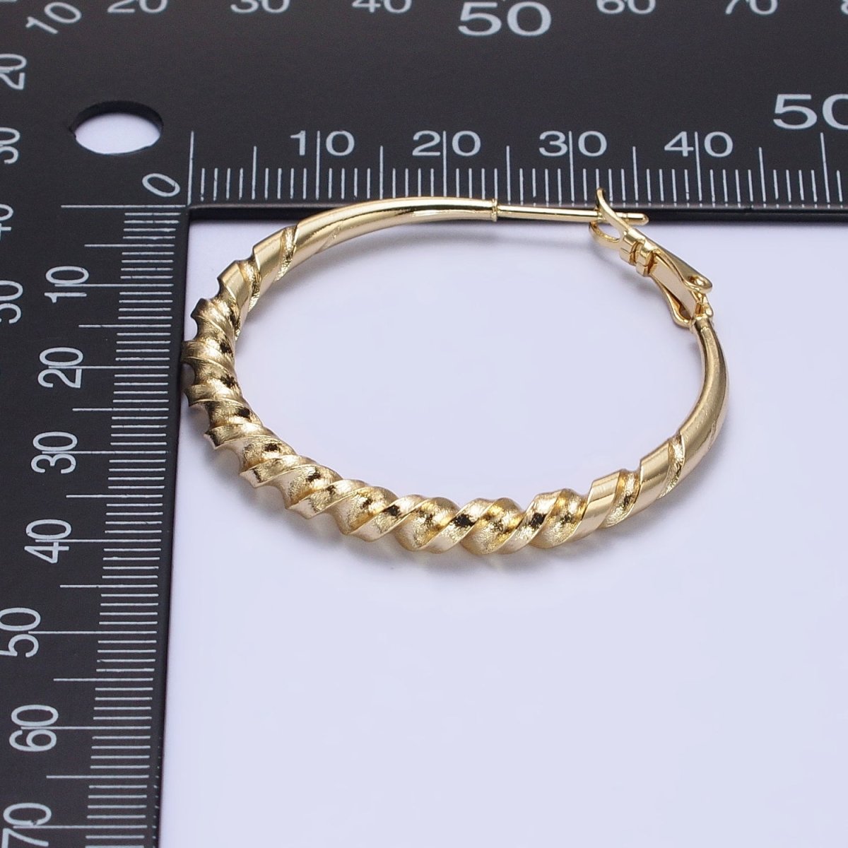 14K Gold Filled 40mm Twisted Spiral Coil Statement Latch Hinge Hoop Earrings | AE065 - DLUXCA
